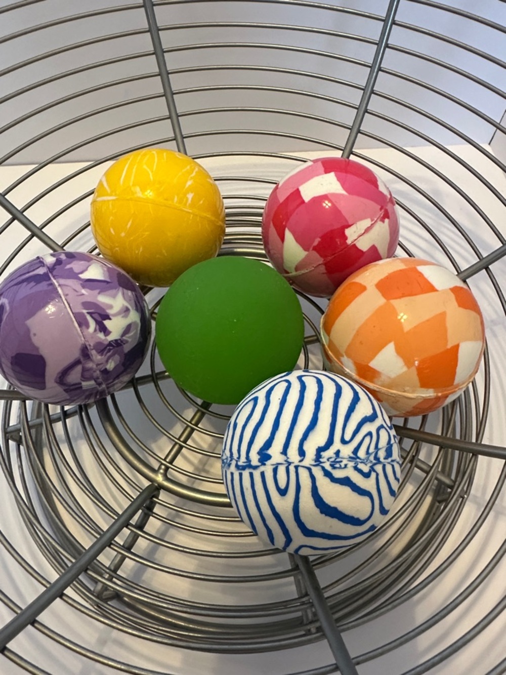 Colorful Rubber Balls - Green, Yellow, Pink, Orange, Purple, Blue (set of 6)